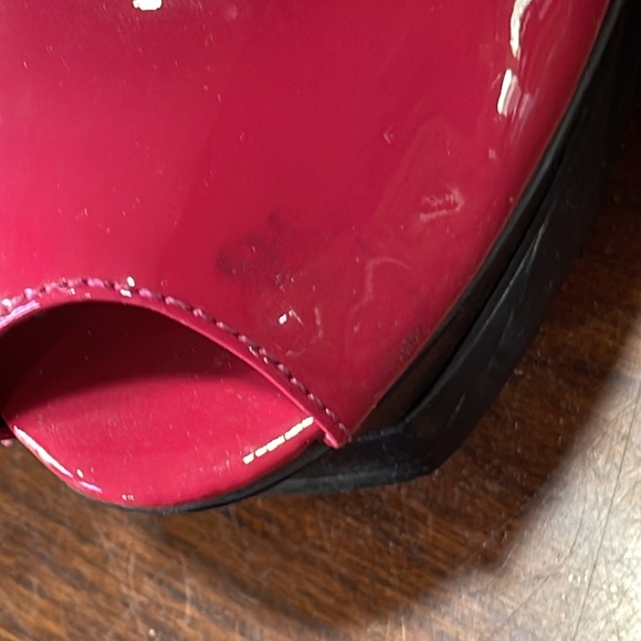 Bebe Zahara, hot pink & silver, open toe sling back platform stilettos, size 8 - Picture 4 of 12